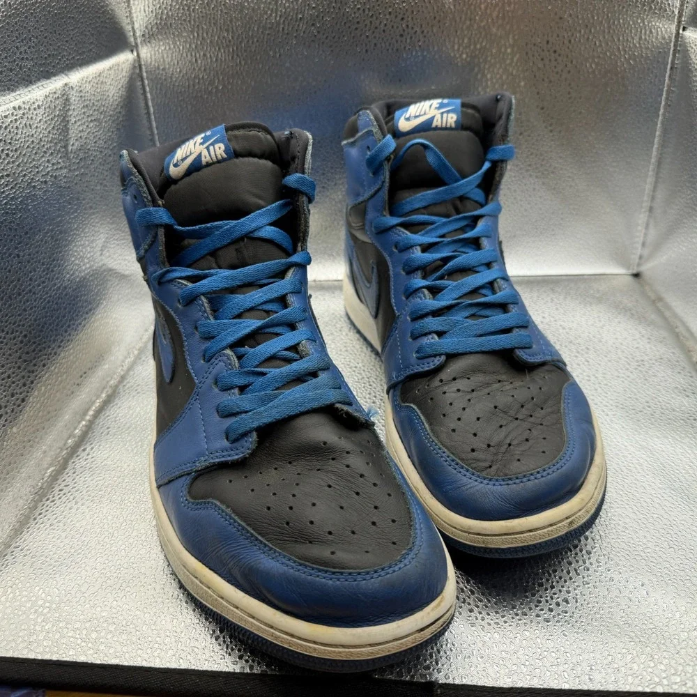 Size‎ 13 Jordan 1 Retro OG High Dark Marina Blue Mens Sneaker Shoes 555088-404